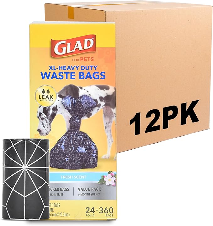 Glad Extra Large Heavy Duty Scented Dog Waste Bags Value Pack, 288 Rolls, 4320 Count