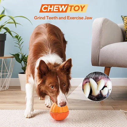 Dog Enrichment Toys, Dog Frozen Treat Toys, Interactive Dog Toys for Large Breeds, Treat Dispensing Dog Toys in Orange Shape