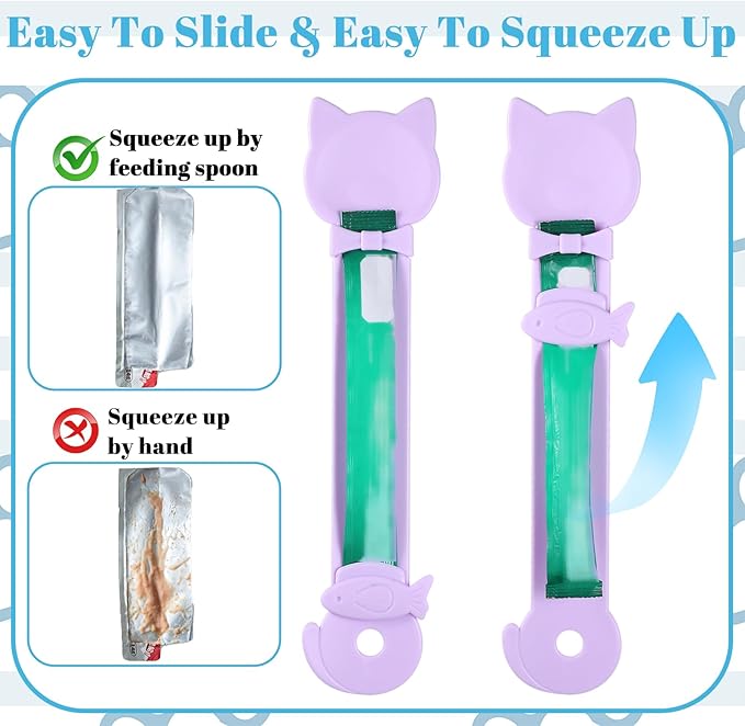 3 Pcs Cat Treat Spoon Squeeze, Cute Pet Feeder Spoon, Multi-Function Lickable Wet Food Dispenser for Liquid Snack Puree Pet Supplies (3 Colors)