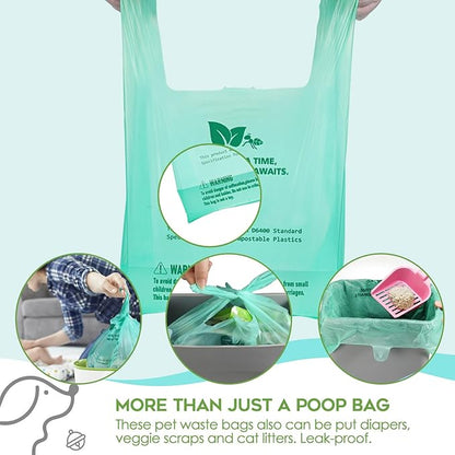 Compostable Dog Poop Bags for Swivel Bin & Rake Dog Pooper Scooper, AYOTEE Dogs Waste Bags with Handles Biodegradable 50 Packs