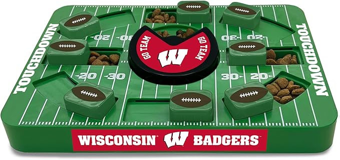 Pets First NCAA Wisconsin Large Puzzle Toy - Interactive Dog Treat & Slow Feeding Toy