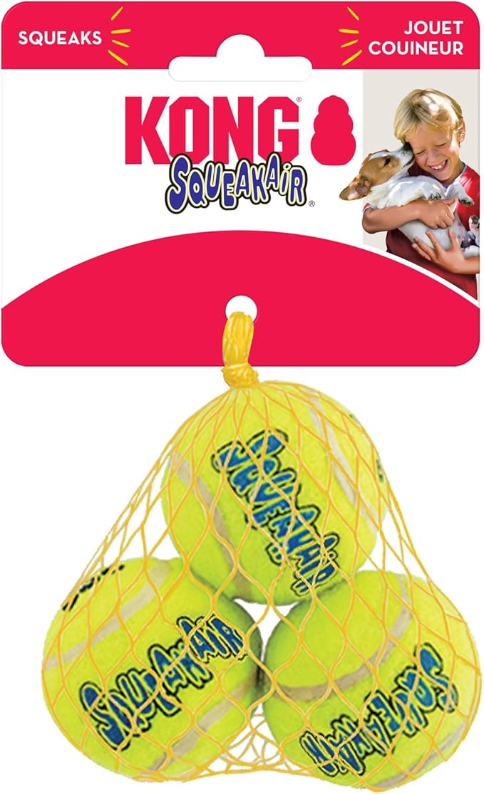 KONG - Squeakair Ball - Dog Toy Premium Squeak Tennis Ball, Gentle on Teeth (Small (6 Pack))