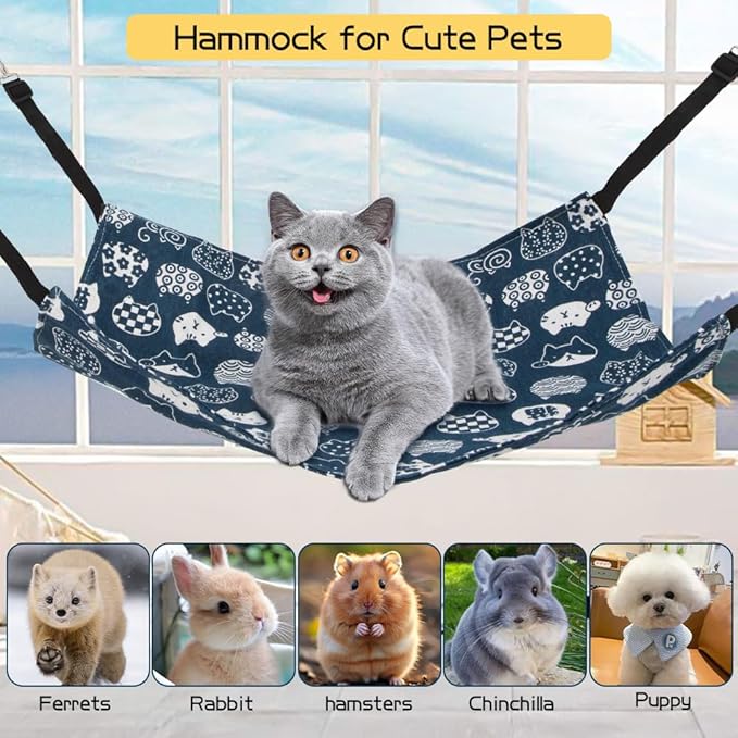 Cat Hammock & Cage - Indoor Cat & Ferret Enclosure with Dog & Chinchilla Hammock Accessories