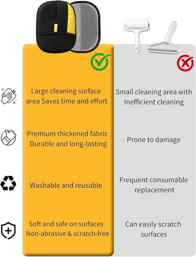 2PCS Pet Hair Removal Glove .Upgraded Thickened Reusable Electrostatic Pet Hair Remover Glove Tool .Dogs & Cats pet hair glove.Used for Sofas, Bed Sheets, Carpets, Clothes, Curtains and Car Seats.