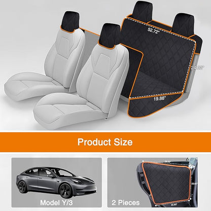 iBuddy Dog Car Seat Cover for Tesla Model Y/3 with 2PCS Car Door Protector 100% Waterproof Pet Car Seat Cover Protects Vehicle from Hair, Scratches and Dirt, Customized Dog Car Hammock for Model Y/3