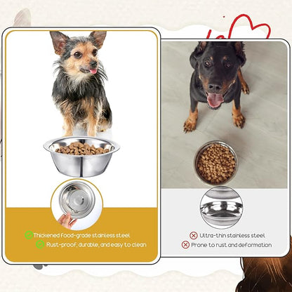 6 Pcs Stainless Steel Dog Bowl 6.5 Inch Metal Dog Bowls Food Water Container Dishwasher Thickened Puppy Food Bowls Safe Metal Plate Pet Bowl for for Small Medium Large Dogs Cats
