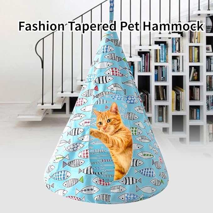 Breathable Cat Hammock Bed Comfortable Hanging Pet Hammock Bed Swing for Cats Small Dogs Rabbits (Lake-Blue,Large)