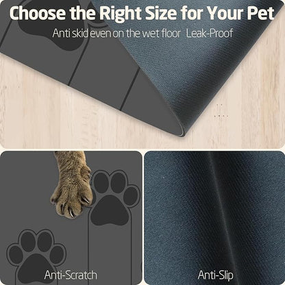 gogofree 16"×20" Gray Pet Feeding Mat, Absorbent Pet Placemat for Food and Water Bowl, Quick Dry Water Dispenser Mat for Dog and Cat, Non-Slip Mat for Messy Drinkers