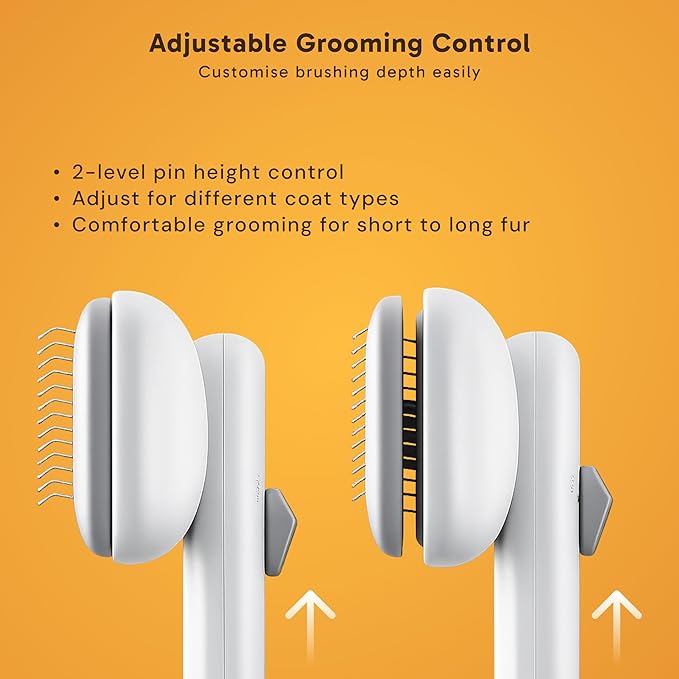 Wolfster Dog & Cat Deshedding Brush - Self Cleaning Pet Grooming Tool, Adjustable Comb, Skin-Friendly Slicker Pet Brush,For All Coat Types, Easy Grooming For Long & Short Hair Animals (White)