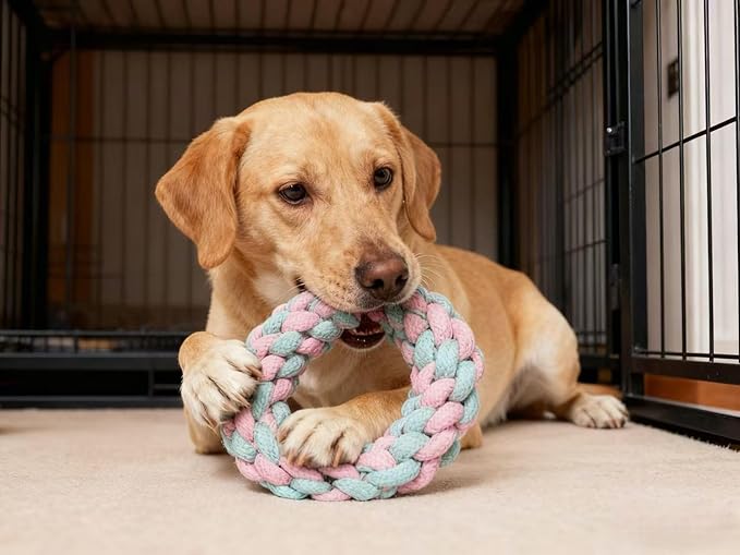 12 Pack Dog Rope Toys for Large Dogs, Durable Dog Chew Toys for Aggressive Chewers - Pink & Green Tug of War Dog Toy, 13 Inch Big Dog Toys for Chewing, Tugging & Teeth Cleaning