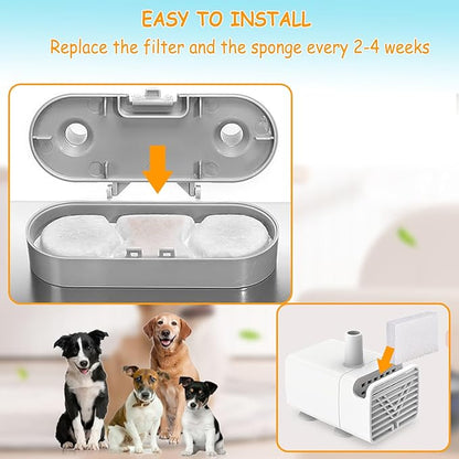 12 Pack Dog Water Fountain Filters Fit for WF120 Large Dog Water Bowl Dispenser 410oz/3.2Gal/12L Automatic Pet Fountain