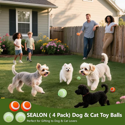 SEALON Electric Interactive Dog & Cat Toy Ball(4 Pack) Indoor Cat Play Ball, Suitable for Cats Over 6 Months for Exercise, Weight Loss, and Fun