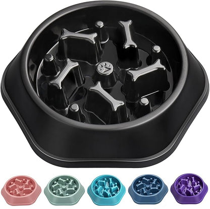 UPSKY Slow Feeder Dog Puzzle Bowl, Interactive Bloat Stop Non-Slide Lick Treat Bowl for Small Medium Dogs (Black)