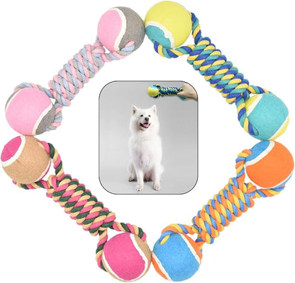 Dog Rope Toy, Dogs Toy with Tennis Balls for Aggressive Chewers - Interactive Pet Tug Rope Ball for Training & Promoting Relationship, Pets Chew Toy for Small, Medium, Large Dogs (Pink)