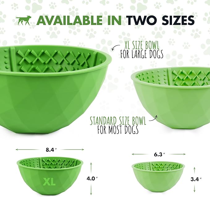 Tuff Pupper Lick Bowl for Dogs | Standard Size Slow Feeder Bowl | Four Textures for Dog Anxiety & Boredom | Silicone Lick Mat | Easy Clean Dishwasher Safe | Stable & Wobble Modes | NOT for Chewing