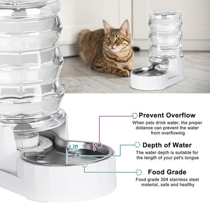 RIZZARI Pet Water Bowl Dispenser: 4L Automatic Stainless Steel Feeder with Activated Carbon Ion Exchange System - Remove Odor/Soften Water - Prevent Urinary Stones for Cats and Dogs - Living Room Nook