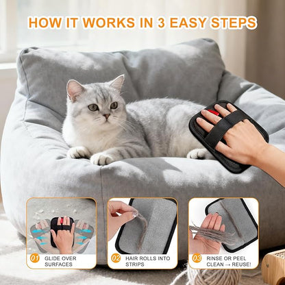 Pet Hair Removal Glove,Reusable Electrostatic Pet Hair Remover Glove,Washable Grooming Tool for Cats, Dogs, Furniture, Car Seats, & Carpets(1 Piece)
