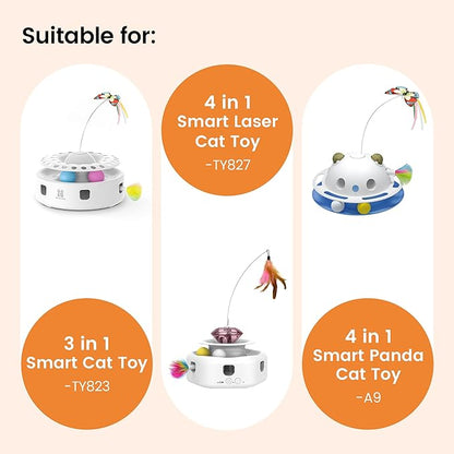 Potaroma Cat Toys 3in1 Automatic Interactive Kitten Toy, Fluttering Butterfly, Moving Feather, Track Balls, 6 Feather Replacements
