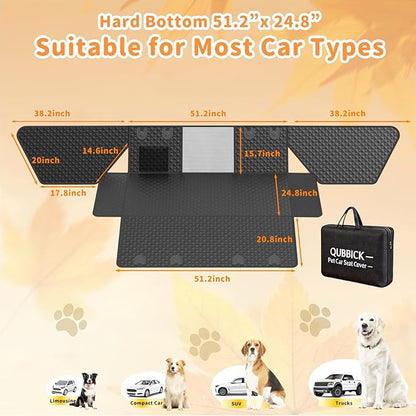 Dog Car Seat Cover for Back Seat,Waterproof PU Leather Hard Bottom Car Seat Cover for Dogs,Non-slip Backseat Dog Cover with Upgraded Door Protection Flap 52×25in,Dog Hammock for Car SUV Small Trucks