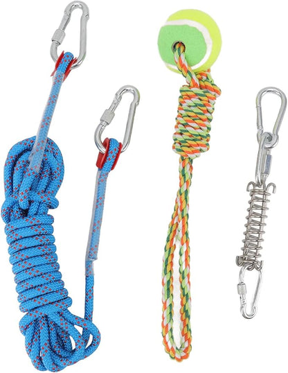 Tether Tug Outdoor Dog Toy, 16. 4ft Dog Outdoor Bungee Hanging Toy Tree Dog Toy Dog Toys Rope Dog Rope Toy with Spring Rod for Medium Large Dogs