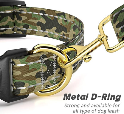 MOODEL Reflective Dog Collar for Extra Small Dogs Cats, Cute Camouflage Adjustable Heavy-Duty Nylon Puppy Collar for Boy and Girl Female, Soft Pet Accessories with Quick Release Buckle, Green