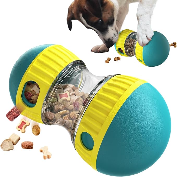 Interactive Food Puzzles Ball for Dogs, Adjustable Treat Dispensing Dog Puzzles Feeder Slow Feeding to Keep Them Busy,Stimulating Dog Toys Suitable Mediu and Larger Dogs（XL Blue）