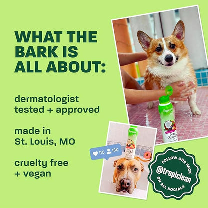TropiClean Dog Perfume, Baby Fresh Scented Dog Deodorizing Spray, 3X Long-Lasting Scent, After Bath Cologne & Detangling Spray with Vitamin E, 10oz.