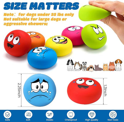 Hungdao 12 Pcs Squeaky Dog Toys Latex Rubber Squeaky Ball Smile Face Emoticon Dog Toys Chewing Interactive Ball Bulk Puppy Lovers Gift for Small Medium Pets Doggie Training(Cute Style)