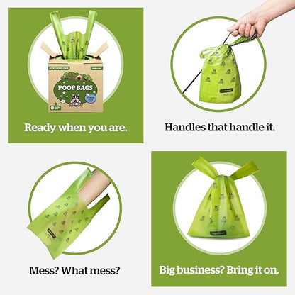 Pogi’s Dog Poop Bags with Handles – Extra-Thick, Leak-Proof, Large, Unscented, 900-Count