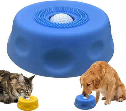 Lick Ball for Dogs - Slow Feeder Dog Bowls with Lick Ball, Anxiety Relief Licking Toy, Non-Slip Dog Lick Bowl Treat Dispenser for Dogs & Cats - Blue