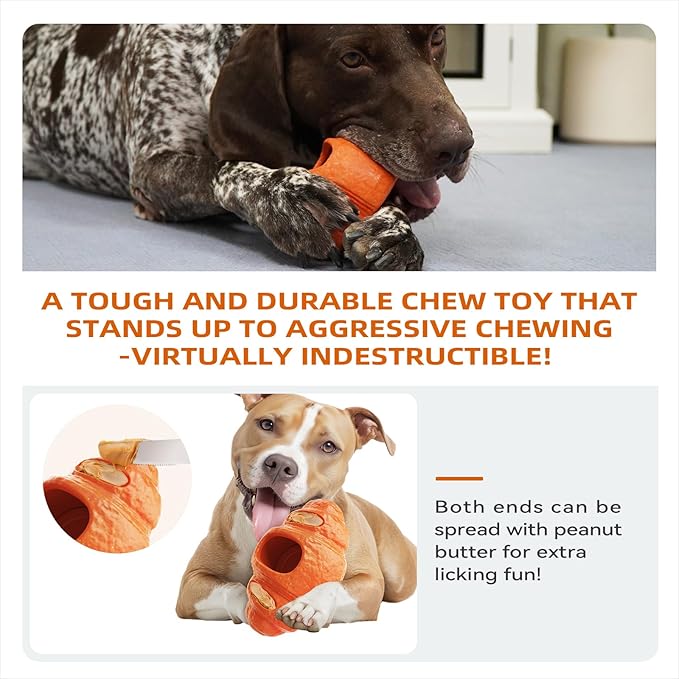 2 Pack Interactive Dog Toys for Aggressive Chewers, Indestructible Dog Toy to Keep Them Busy, Durable Dog Chew Toys for Large & Medium Breeds, Frozen Enrichment Treat Holder for Anxiety Relief