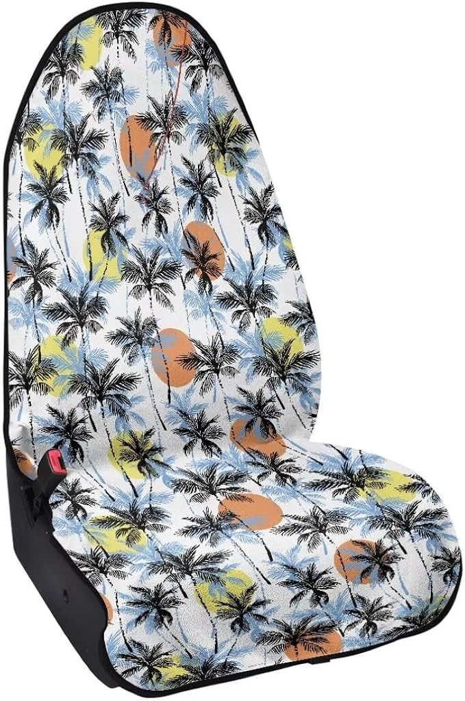 Coldinair Palm Tree Towel Car Seat Cover for Men,Sweat Car Seat Protector after Workout,Gym,Swimming,Anti-Slip Universal Car Seat Covers for Truck,Van,SUV