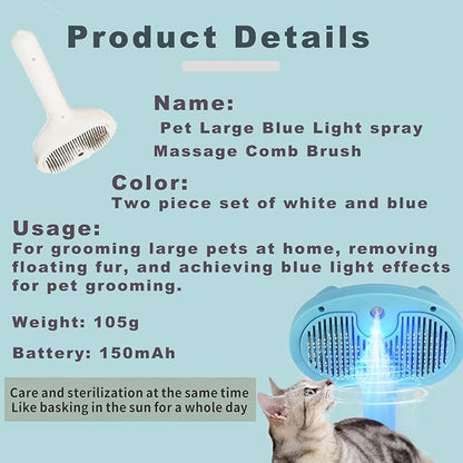 Cat Steam Brush Pet Spray Hair Removal Comb Steam Brush for Shedding & Grooming for Long & Short Haired Pets (2pcs Blue and white)