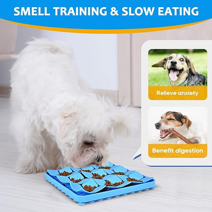 Silicone Snuffle Mat for Dogs 2 Pack, Silicone Dog Slow Feeder Lick Mat with Suction Cups, Dog Puzzle Feeder Toys Sniff Mat Foraging Mat for Smell Training Slow Eating, Blue & Purple