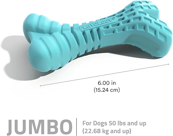 Playology Dog Toys | Dental Chew Bone Gentle on Gums | Jumbo Peanut Butter Scented Toy - Easy to Clean and Made from Non Toxic Materials