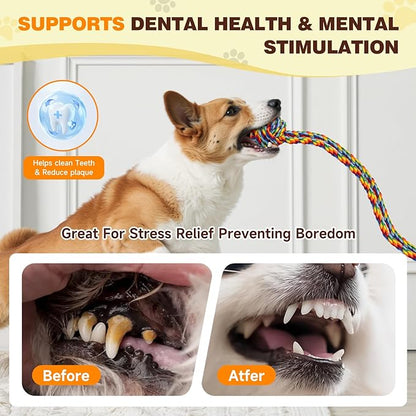 Interactive Dog Toys Tug of War, Dog Enrichment Toys, Durable Rope & Chew Ball, Dog Toys to Keep Them Busy, Indoor Toys for Small Dogs，Rainbow