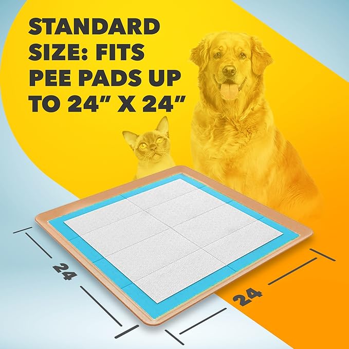TidyFriend 2 Pack Dog Pee Pad Holder Tray - Fits Up to 24” x 24” Pee Pad Holder for Dogs - Stable Grip, Raised Edges, Quick-Wipe Silicone Surface Dog Pad Holder for Indoor Flooring Protection (Beige)