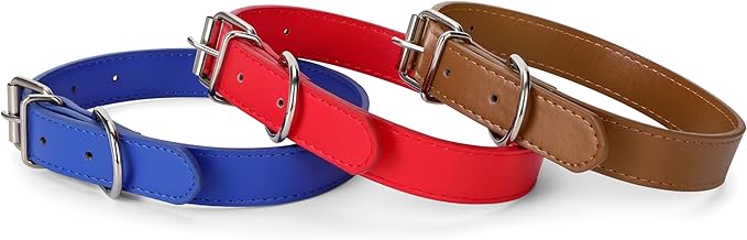 Brown Leather Dog Collar for Small,Medium, Large Dog, (Wide: 0.75'' for Dog's Neck: 10''~14'', Brown, M)