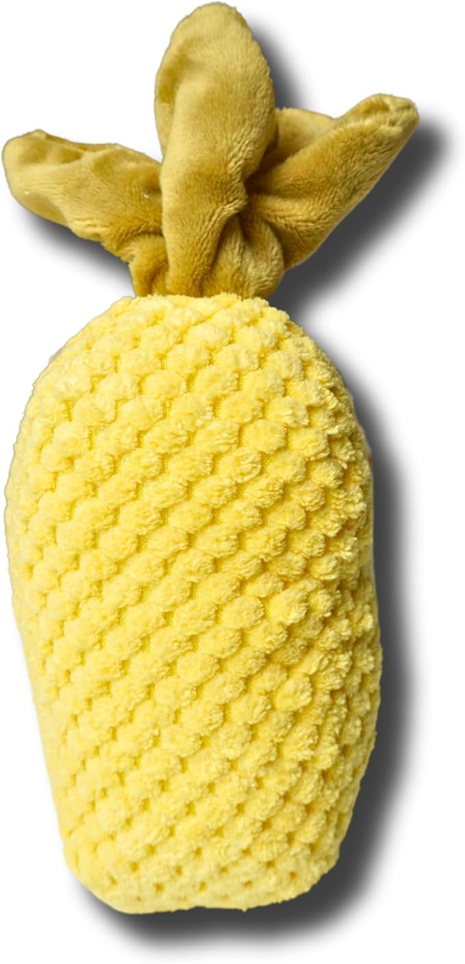 7" Squeaky Plush Toy for Puppies Small Dogs Self Etertainment Washable Soft Made [PET ONLY] (Pineapple)