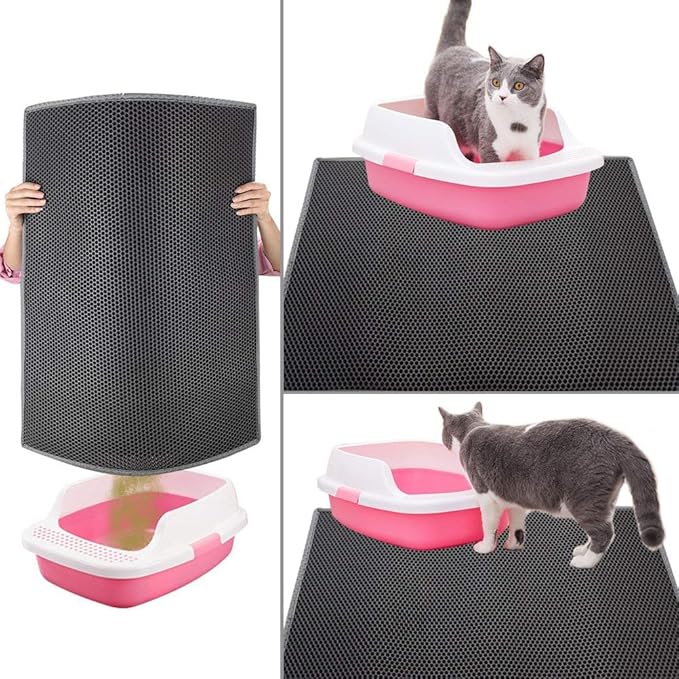 Pieviev Cat Litter Mat Double Layer Waterproof Urine Proof Trapping Mat 1 Pack (Gray, 30x24 Inch (Pack of 1))