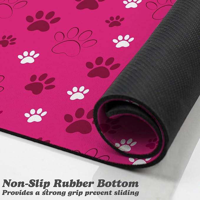 Dog Food Mat, Absorbent Water Bowl Mats Cat Pet Feeding Placemats Pink 12 * 20 inch
