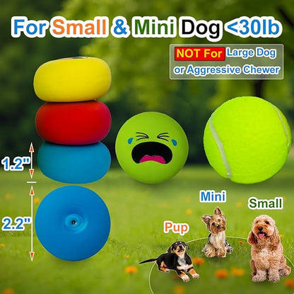 Latex Squeaky Dog Toys for Small Dogs & Mini Breeds - 4PCS Set Squeaky Dog Balls | Soft, Safe & Fun Chew Toys | Indoor & Outdoor Play