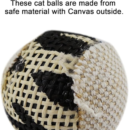 TTcat Canvas Cat Toys Balls with Bell Inside,for Indoor Cats, Interactive Toys Chew Toys for Cat Kitten,4 Pack.