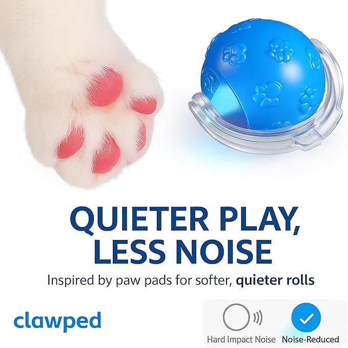 Interactive Cat Ball Toy, Automatic Self-Rolling, Motion-Activated, 3 Replaceable Teaser Wand Tails, Food-Grade TPU-Reinforced, Built-In Bluetooth Speaker with Preloaded Bird Sounds/Optional Music