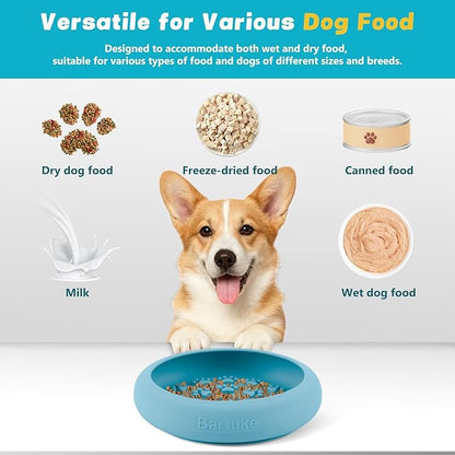 Dog Lick Bowl, Slow Feeder Dog Bowl Licking Mat for Small to Large Dogs, BPA-Free Non-Slip Silicone Slow Feeder Treat Dispenser for Anxiety Relief, Freezer & Dishwasher Safe (Cyan, 8.2"×2")