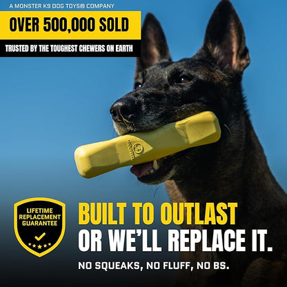Virtually Indestructible Stick Dog Toy - Lifetime Replacement - Tough Durable Chew Toy for Aggressive Chewers - Safe Non-Toxic Natural Rubber - Chew & Fetch - Med/Large, 8”x2” - Butter Scent