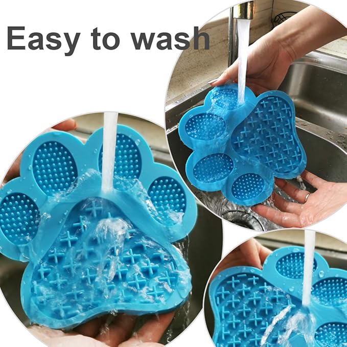 Dog Lick Pad, Dog Washing Distraction Device, Slow Eating Cute Pet Mat with Super Suction for Dogs Licking Peanut Butter, Pet Bathing, Grooming Training (red)