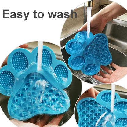 Dog Lick Pad, Dog Washing Distraction Device, Slow Eating Cute Pet Mat with Super Suction for Dogs Licking Peanut Butter, Pet Bathing, Grooming Training (red)