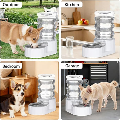 RIZZARI Automatic Gravity Pet Dispenser: Helps Prevent Urinary Stones - an Activated Carbon Ion Exchange System - Removes Odors - Softens Water -6.5L Large Capacity Stainless Steel - Living Room