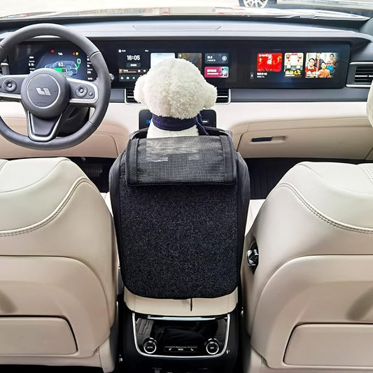 Center Console Small Dog Car Seat,Portable Pet Cat Puppy Booster Armrest Carseat Up to 11lbs,Equipped with a Breathable Protective Cover Net to Prevent Escape with Washable Fluffy Cushion and Pillow
